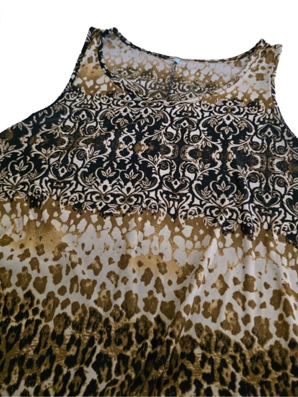 Womens Black & Brown Print Tank Dress - Picture 4 of 6